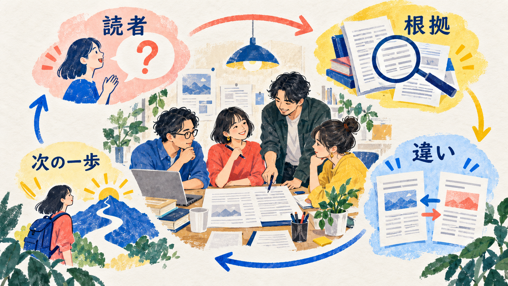 記事の公開前に確認する4問。読者の問い、事実の根拠、既存記事との違い、読後の一歩